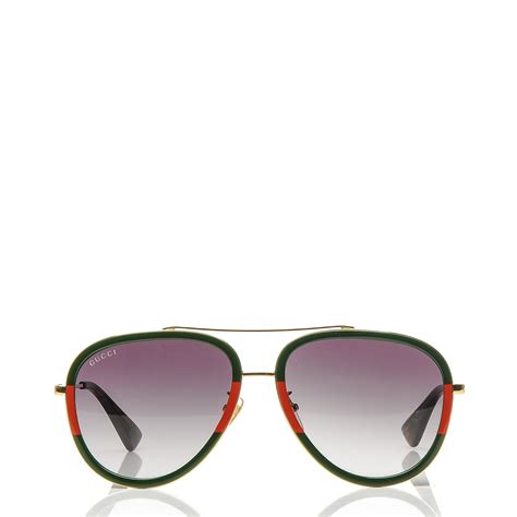 gucci round sunglasses green and red|gucci aviator sunglasses on sale.